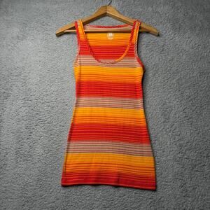 Route 66 Tank Top Women's Small Red and Orange Striped Sleeveless Retro Sunset
